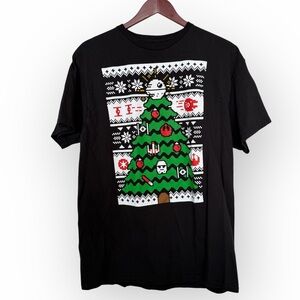 Star Wars Christmas Tree Ugly Sweater T-Shirt Large Men Cotton Black